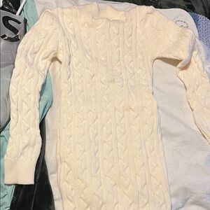 SHEIN Cream Cable Knit Turtleneck Sweater